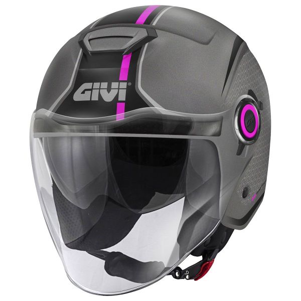 Open Face Givi 12.5 Graphic Touch Matt Titanium Pink