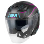 Casque Open Face Givi X31 Impact Matt Black Dark Titanium Fuchsia Blue