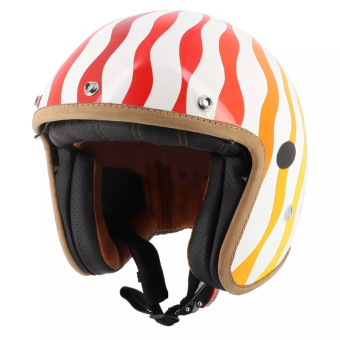 Casque Open Face Helstons Flower Carbon White Orange Red Casque Open Face Helstons Flower Carbon White Orange Red