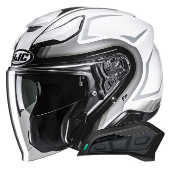 Open Face HJC F31 Bask MC10 + Kit Bluetooth Smart 11Be