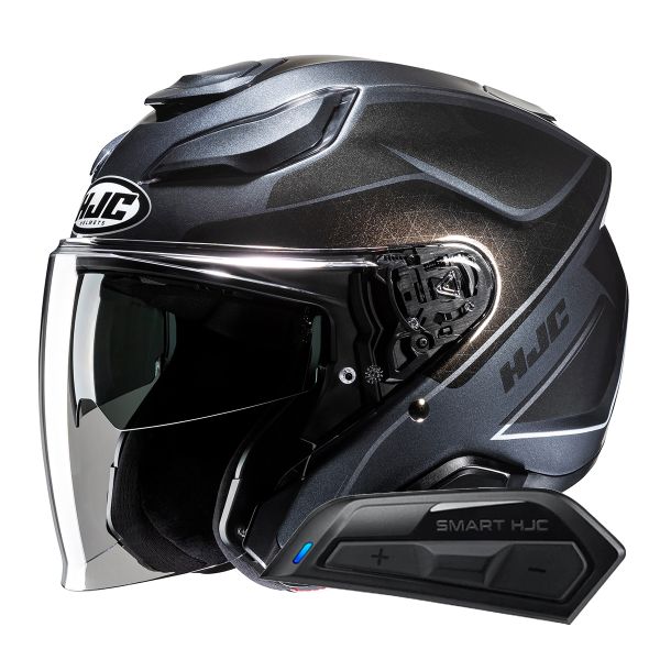 Open Face HJC F31 Ludi MC5 + Kit Bluetooth Smart 11B