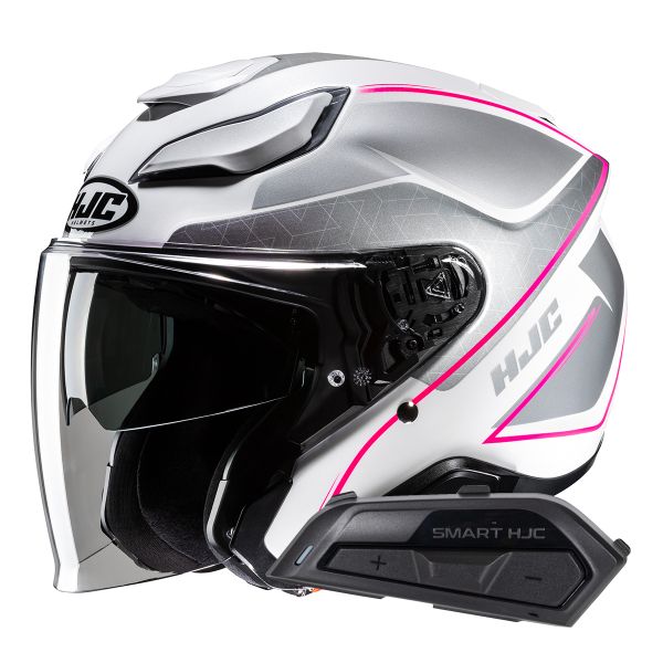 Open Face HJC F31 Ludi MC8 + Kit Bluetooth Smart 21B Flat Black