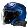 Casque Open Face HJC F31 Semi Flat Metallic Blue + Kit Bluetooth Smart 11Be