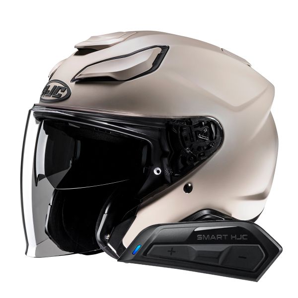 Open Face HJC F31 Semi Flat Sand Beige + Kit Bluetooth Smart 11B Open Face HJC F31 Semi Flat Sand Beige + Kit Bluetooth Smart 11B