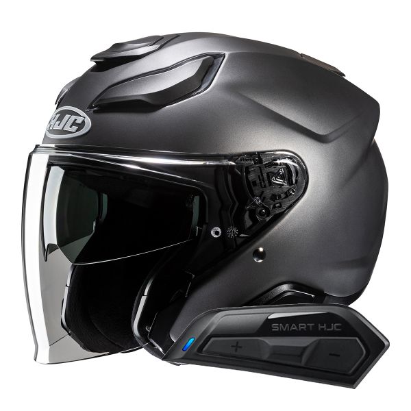 Open Face HJC F31 Semi Flat Titanium + Kit Bluetooth Smart 11B Open Face HJC F31 Semi Flat Titanium + Kit Bluetooth Smart 11B