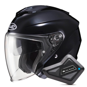 Open Face HJC I30 Metal Black + Kit Bluetooth BT Mini