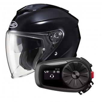 Open Face HJC I30 Metal Black + Kit Bluetooth Sena 5S