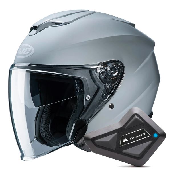 Open Face HJC I30 N. Grey + Kit Bluetooth BT Mini