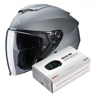 Open Face HJC I30 N. Grey + Kit Bluetooth Sena SMH5