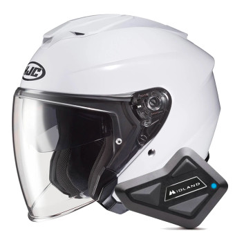 Open Face HJC I30 Pearl White + Kit Bluetooth BT Mini
