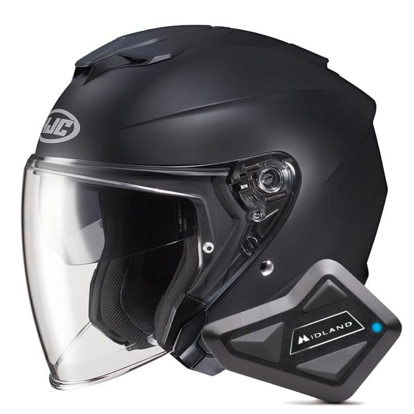 Open Face HJC I30 Semi Flat Black + Kit Bluetooth BT Mini