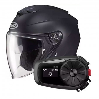 Open Face HJC I30 Semi Flat Black + Kit Bluetooth Sena 5S