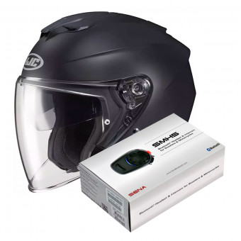 Open Face HJC I30 Semi Flat Black + Kit Bluetooth Sena SMH5
