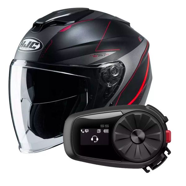 Open Face HJC I30 Slight MC1SF + Kit Bluetooth Sena 5S