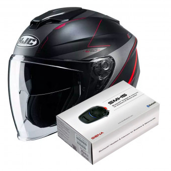 Open Face HJC I30 Slight MC1SF + Kit Bluetooth Sena SMH5