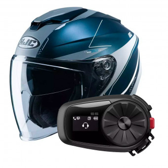 Open Face HJC I30 Slight MC2SF + Kit Bluetooth Sena 5S