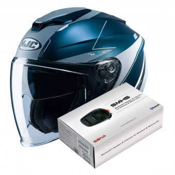 Open Face HJC I30 Slight MC2SF + Kit Bluetooth Sena SMH5