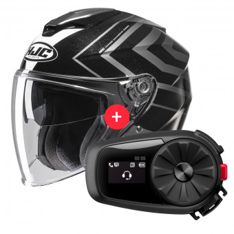 Open Face HJC I30 Zetra MC5 + Kit Bluetooth Sena 5S