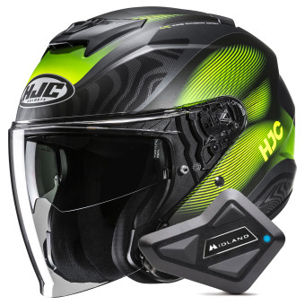 Open Face HJC i31 Depe MC3HSF + Kit Bluetooth BT Mini