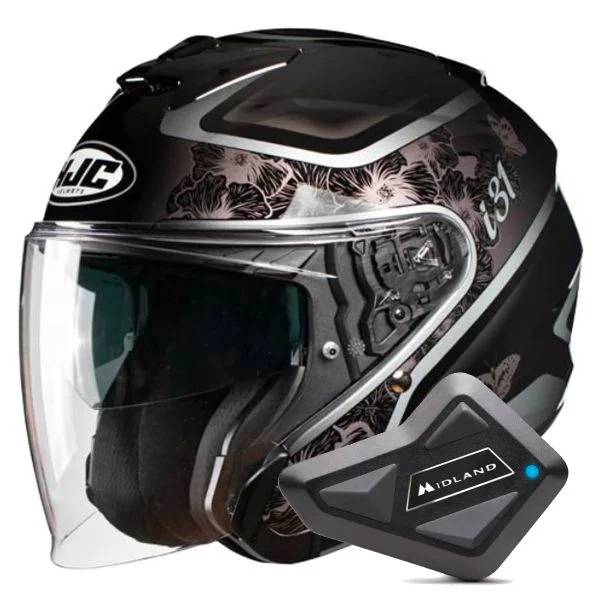 Open Face HJC i31 Iona MC5 + Kit Bluetooth BT Mini