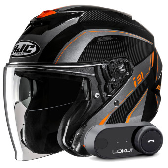 Open Face HJC i31 Reno MC7 + Kit Bluetooth Lokui K30