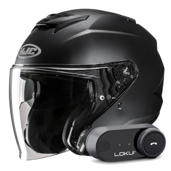 Open Face HJC i31 Semi Flat Black + Kit Bluetooth Lokui K30