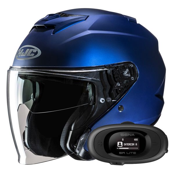 Open Face HJC i31 Semi Flat Metallic Blue + Kit bluetooth 5R Lite