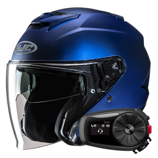 Open Face HJC i31 Semi Flat Metallic Blue + Kit Bluetooth 5S Solo Open Face HJC i31 Semi Flat Metallic Blue + Kit Bluetooth 5S Solo