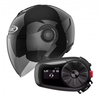 Open Face HJC I40 Black + Kit Bluetooth Sena 5S Solo