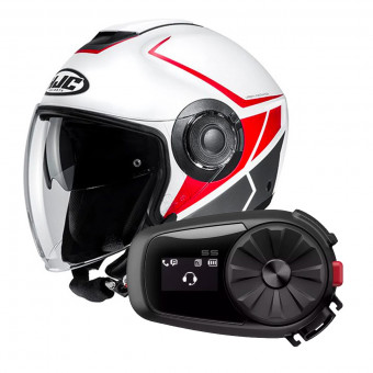 Open Face HJC I40 Camet MC1SF + Kit Bluetooth Sena 5S Solo