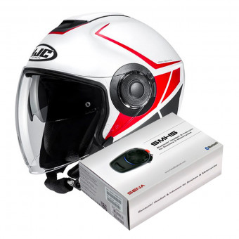 Open Face HJC I40 Camet MC1SF + Kit Bluetooth Sena SMH5