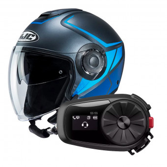 Open Face HJC I40 Camet MC2SF + Kit Bluetooth Sena 5S Solo