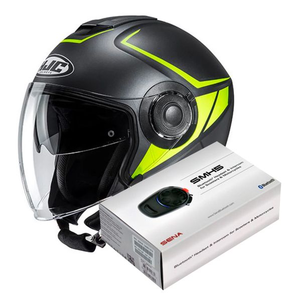 Open Face HJC I40 Camet MC4HSF + Kit Bluetooth Sena SMH5