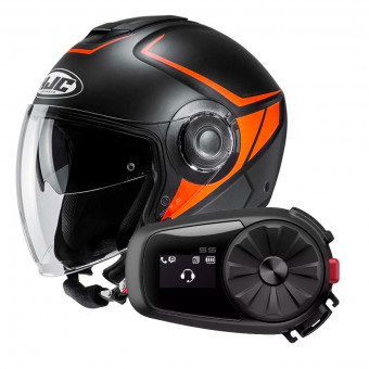 Open Face HJC I40 Camet MC7SF + Kit Bluetooth Sena 5S Solo