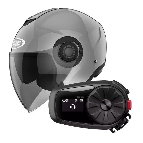 Open Face HJC I40 N. Grey + Kit Bluetooth Sena 5S Solo
