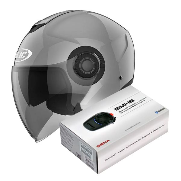 Open Face HJC I40 N. Grey + Kit Bluetooth Sena SMH5