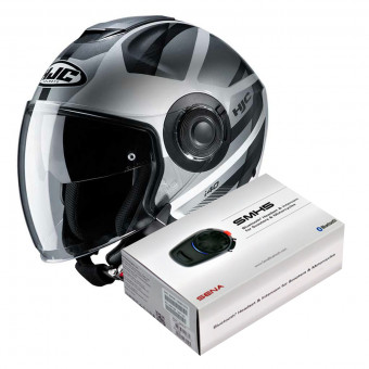 Open Face HJC I40 Remi MC5 + Kit Bluetooth Sena SMH5