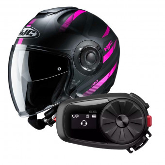 Open Face HJC I40 Remi MC8SF + Kit Bluetooth Sena 5S Solo