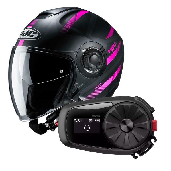 Open Face HJC I40 Remi MC8SF + Kit Bluetooth Sena 5S Solo