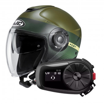 Open Face HJC I40 Unova MC4SF + Kit Bluetooth Sena 5S Solo