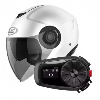 Open Face HJC I40 White + Kit Bluetooth Sena 5S Solo