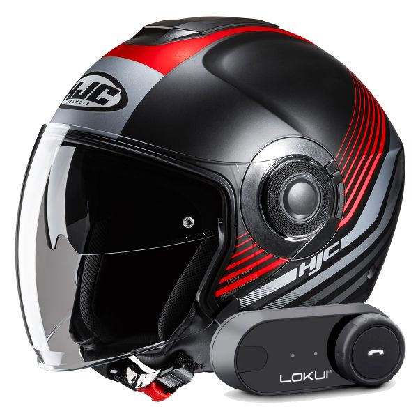 Open Face HJC i40N Dova MC1SF + Kit Bluetooth Lokui K30