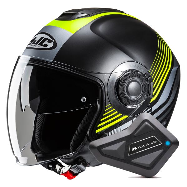 Open Face HJC i40N Dova MC3HSF + Kit Bluetooth BT Mini