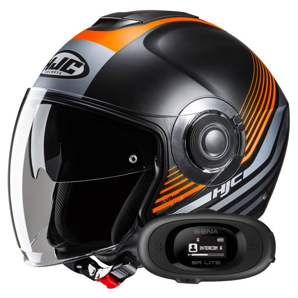 Open Face HJC i40N Dova MC7SF + Kit bluetooth 5R Lite Solo