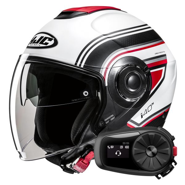 Open Face HJC i40N Linia MC1SF + Kit Bluetooth 5S Solo