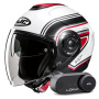 Casque Open Face HJC i40N Linia MC1SF + Kit Bluetooth Lokui K30