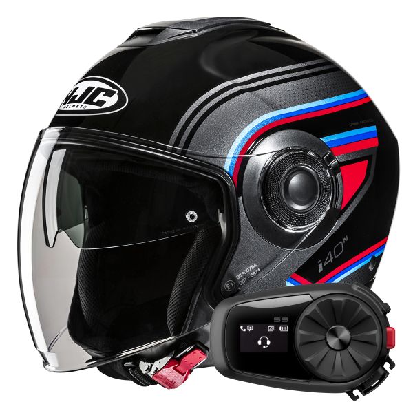 Open Face HJC i40N Linia MC21 + Kit Bluetooth 5S Solo