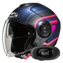 Casque Open Face HJC i40N Linia MC28SF + Kit bluetooth 5R Lite Solo