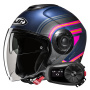 Casque Open Face HJC i40N Linia MC28SF + Kit Bluetooth 5S Solo