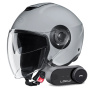 Casque Open Face HJC i40N N. Grey + Kit Bluetooth Lokui K30